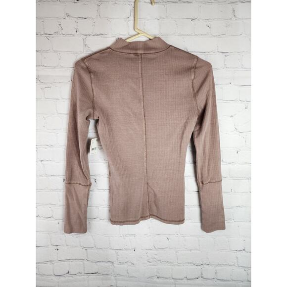 NWT Talk to Me Tee by Intimately at Free People Coyote Tan SZ S Womens Ribbed LS - Picture 5 of 5